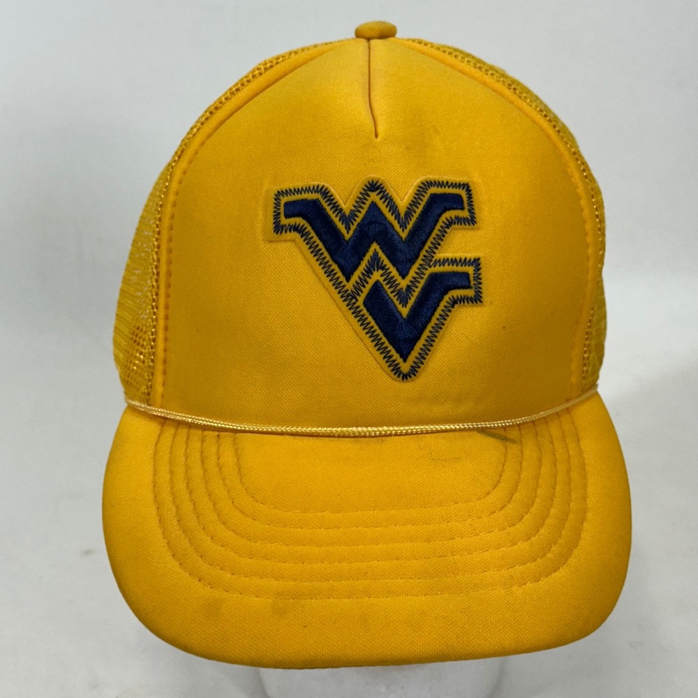 Vintage West Virginia Mountaineers Trucker Hat Capital Gold Mesh Snapback Cap